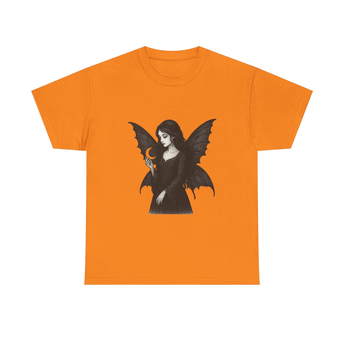 Gothic Fairy Tee, Unisex Cotton T-Shirt with Bat Wings, Forest Aesthetic Shirt, Perfect for Halloween, Casual Wear, Emo Witch
