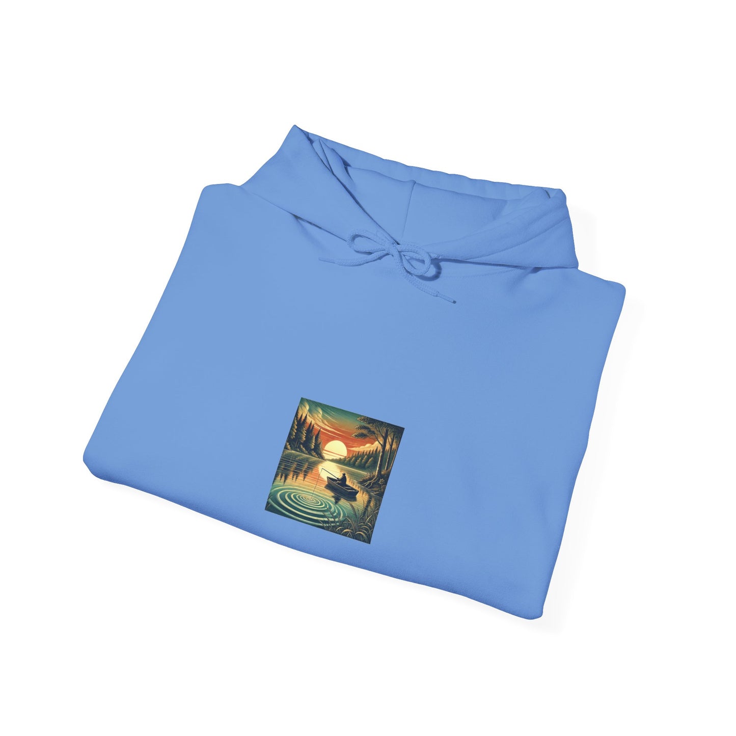 Sunset Lake Fishing Retreat Outdoors Graphic Hoodie for Anglers Gift