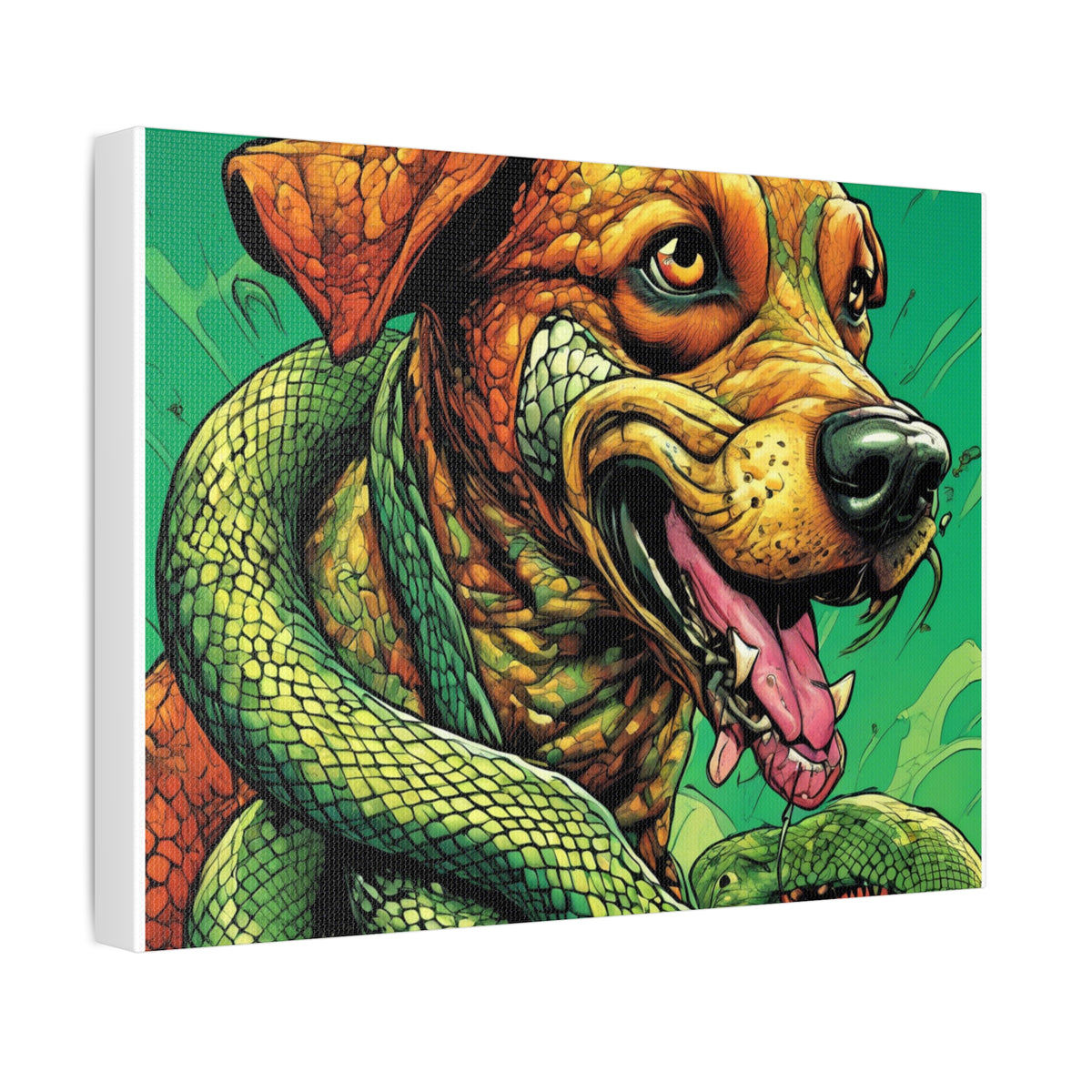 Serpent Guardian Dog Bold Fantasy Creature Canvas Art