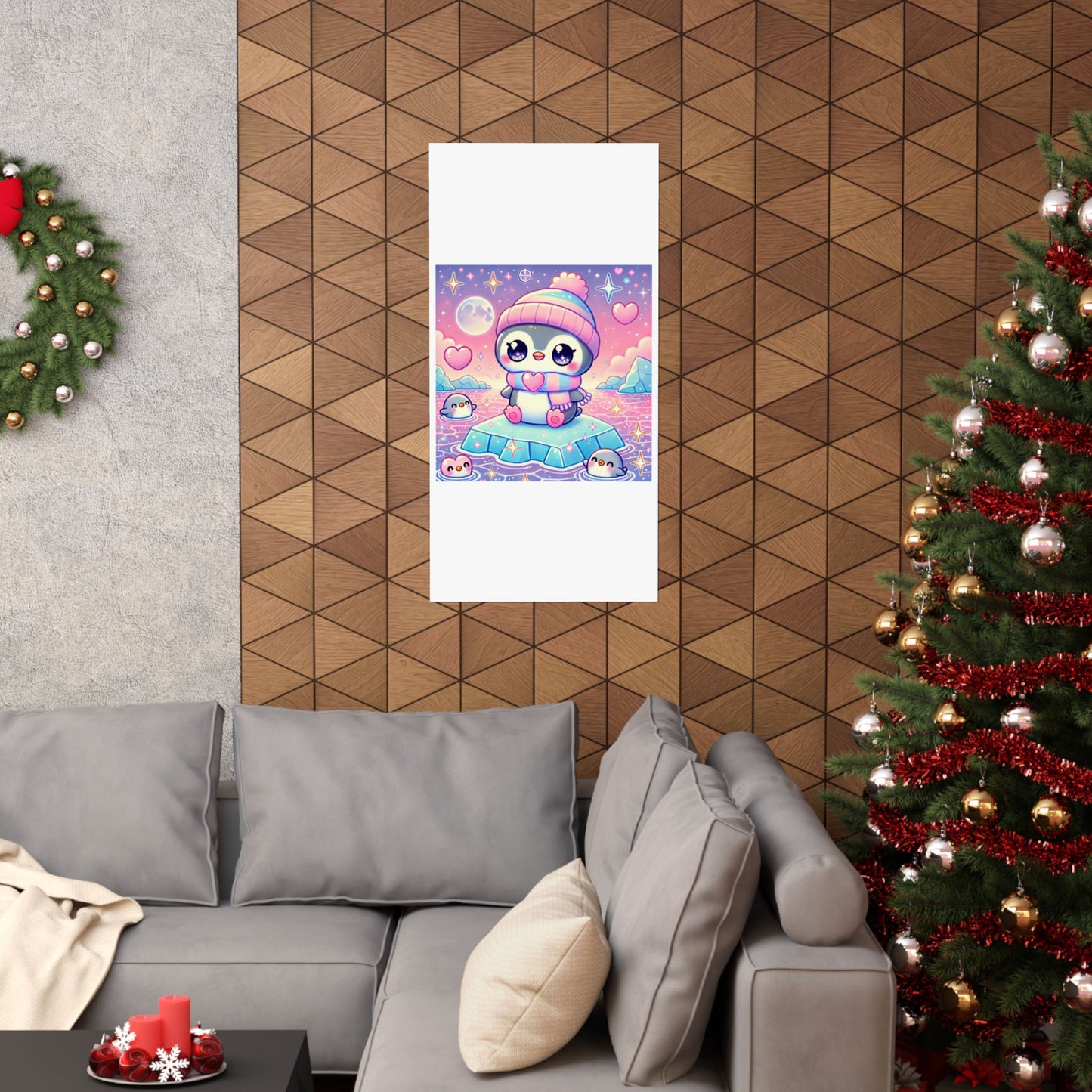 Cute Winter Penguin Ice Floe Kawaii Art Poster