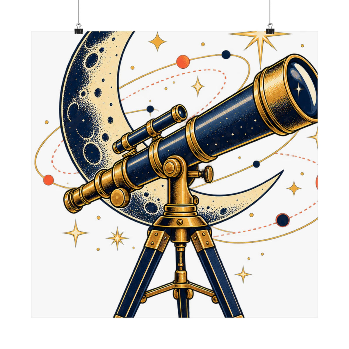 Vintage Telescope Celestial Astronomy Poster