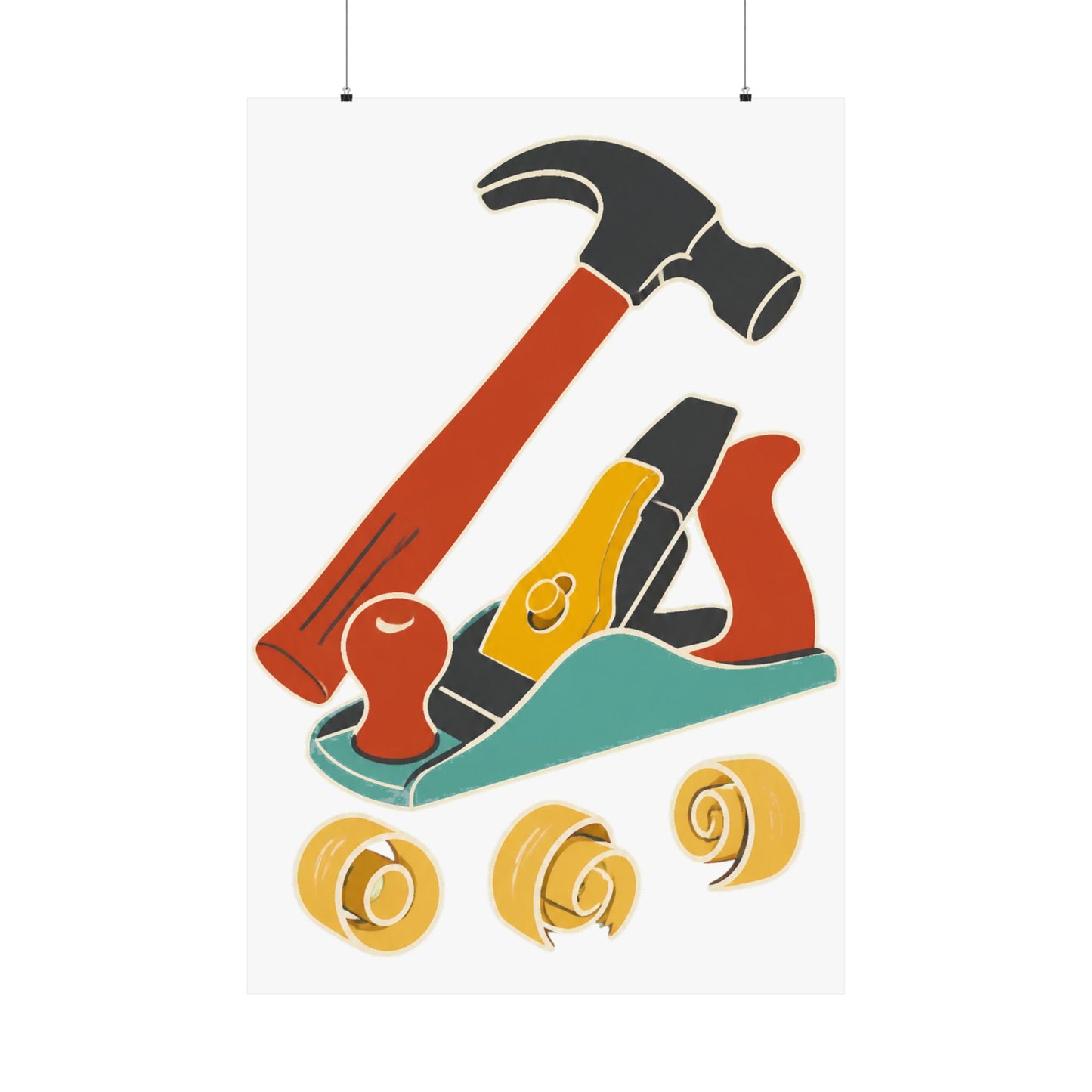 Carpenter Hammer Hand Plane Woodworking Art Poster