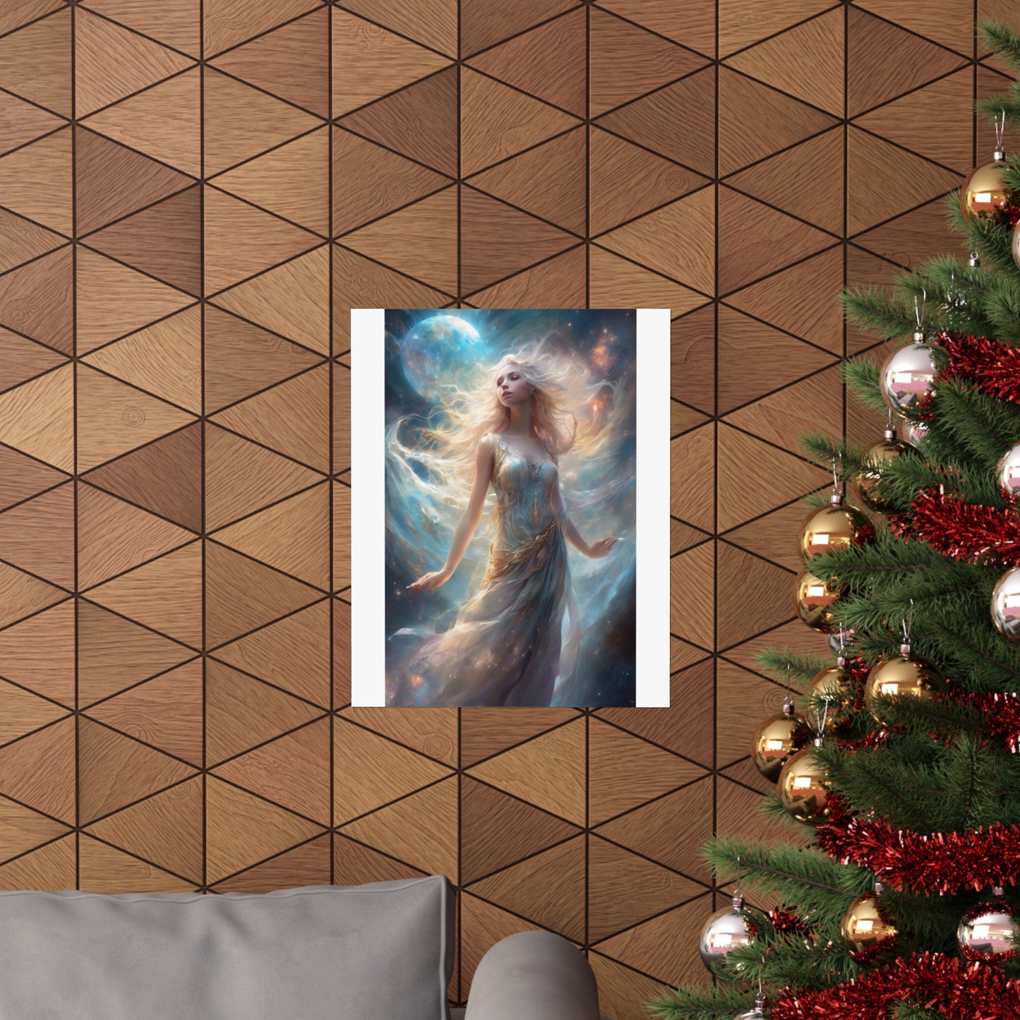 Moonlit Celestial Maiden Fantasy Portrait Poster