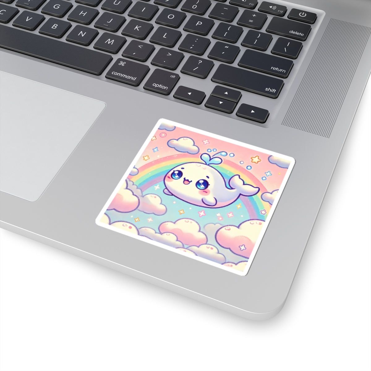 Kawaii Rainbow Whale Pastel Cloud Sticker