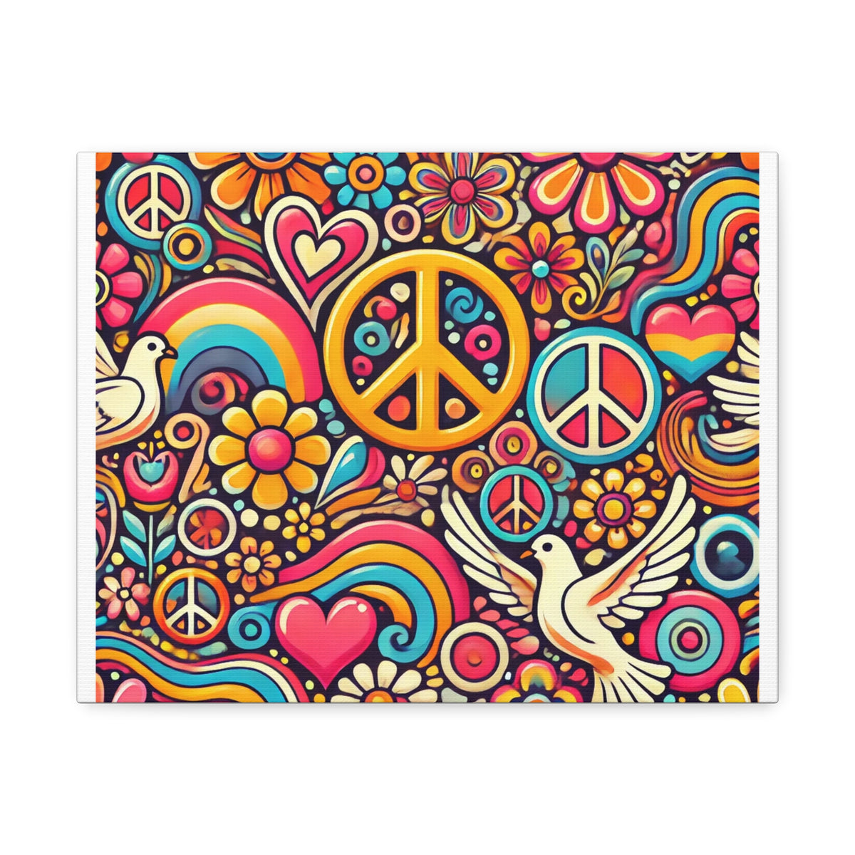 Colorful Peace Floral Pattern Canvas Wall Art