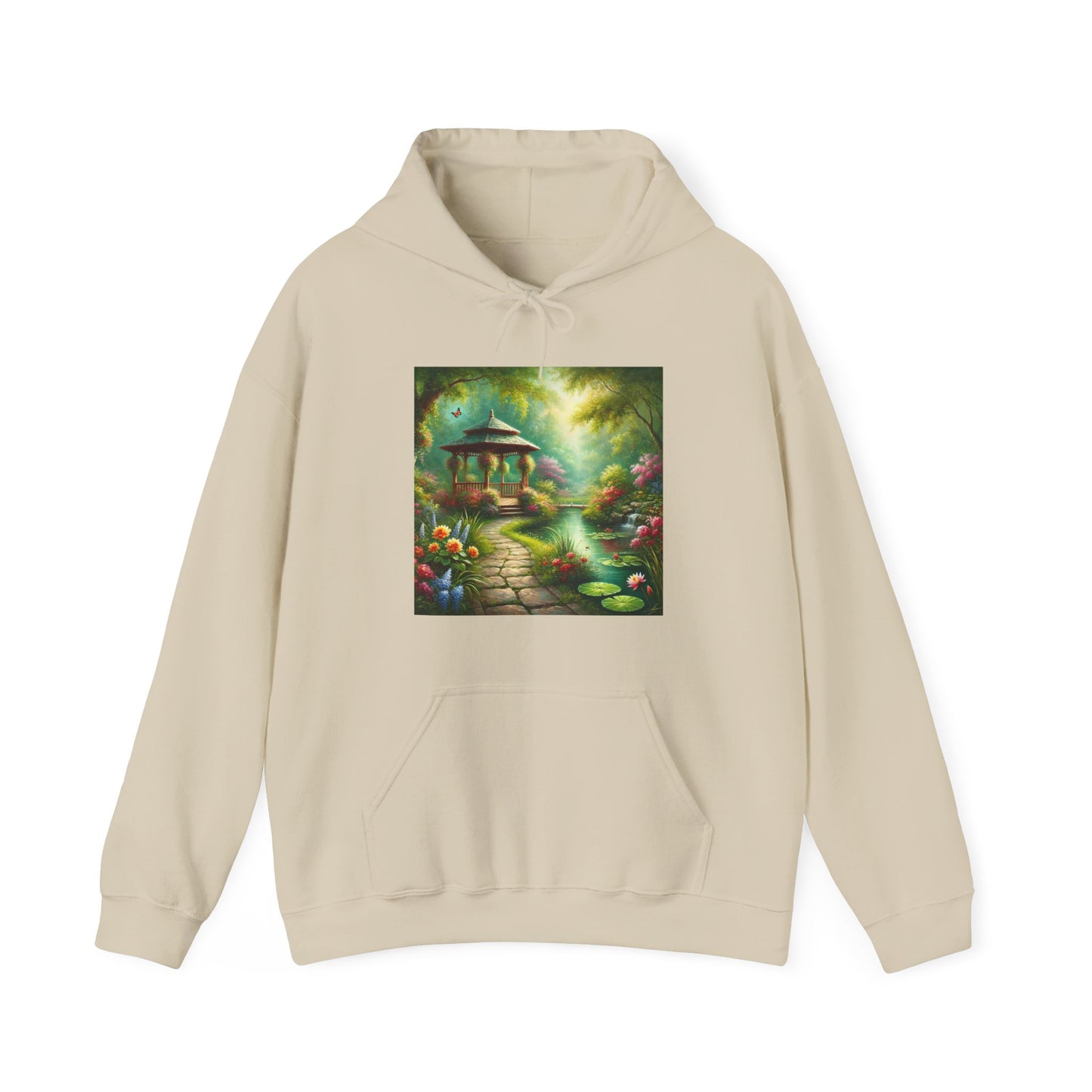 Spring Garden Gazebo Floral Landscape Hoodie