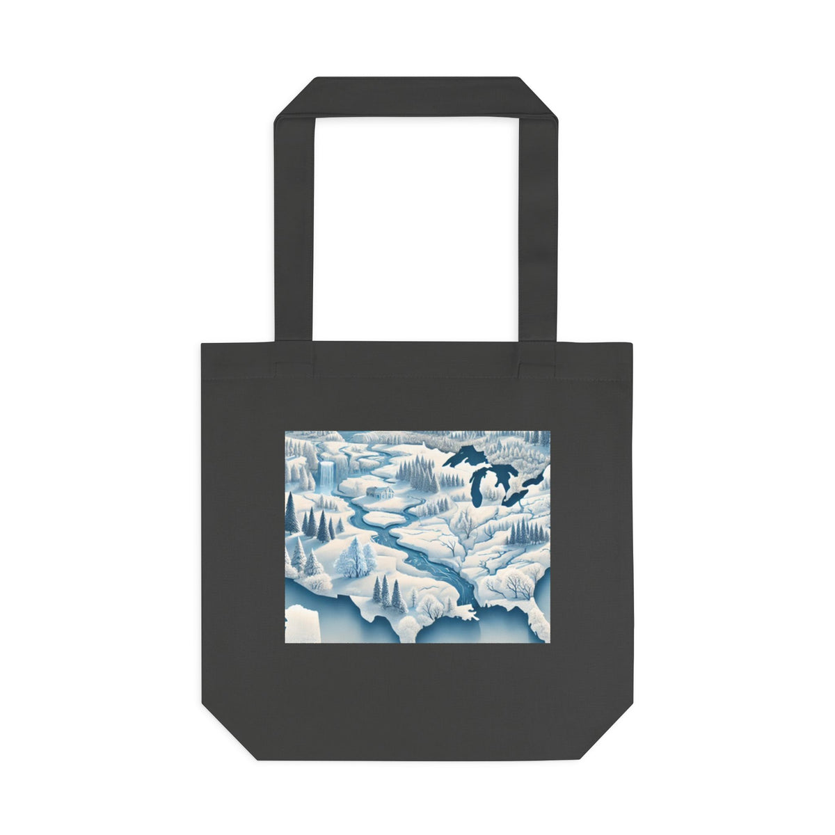 Winter USA Dreamscape Snowy Map Tote Bag Geography Travel Gift