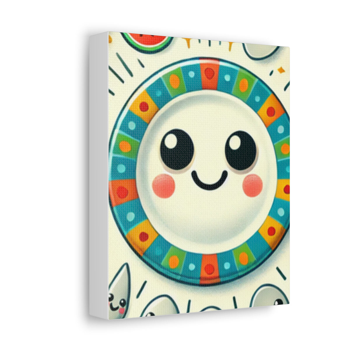 Happy Little Kitchen Club Kawaii Food Canvas Kitchen Wall Art Decor Gift