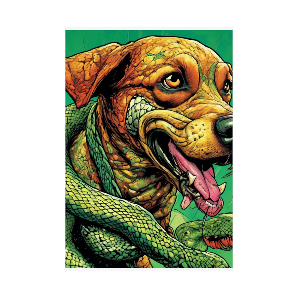 Serpent Guardian Dog Bold Fantasy Creature Art Poster