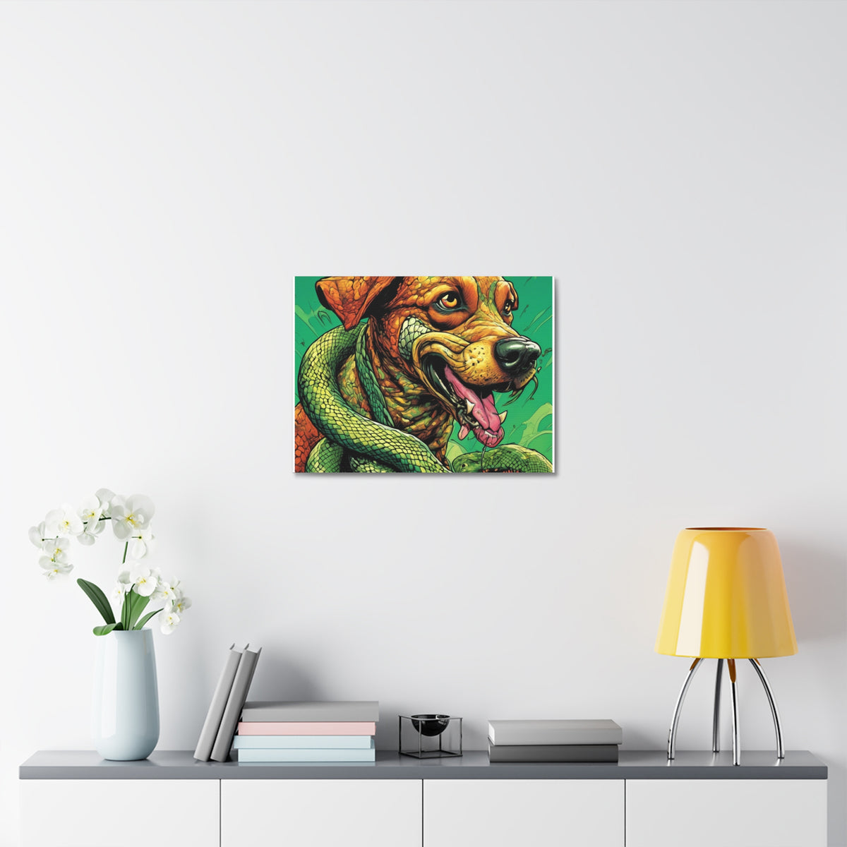 Serpent Guardian Dog Bold Fantasy Creature Canvas Art