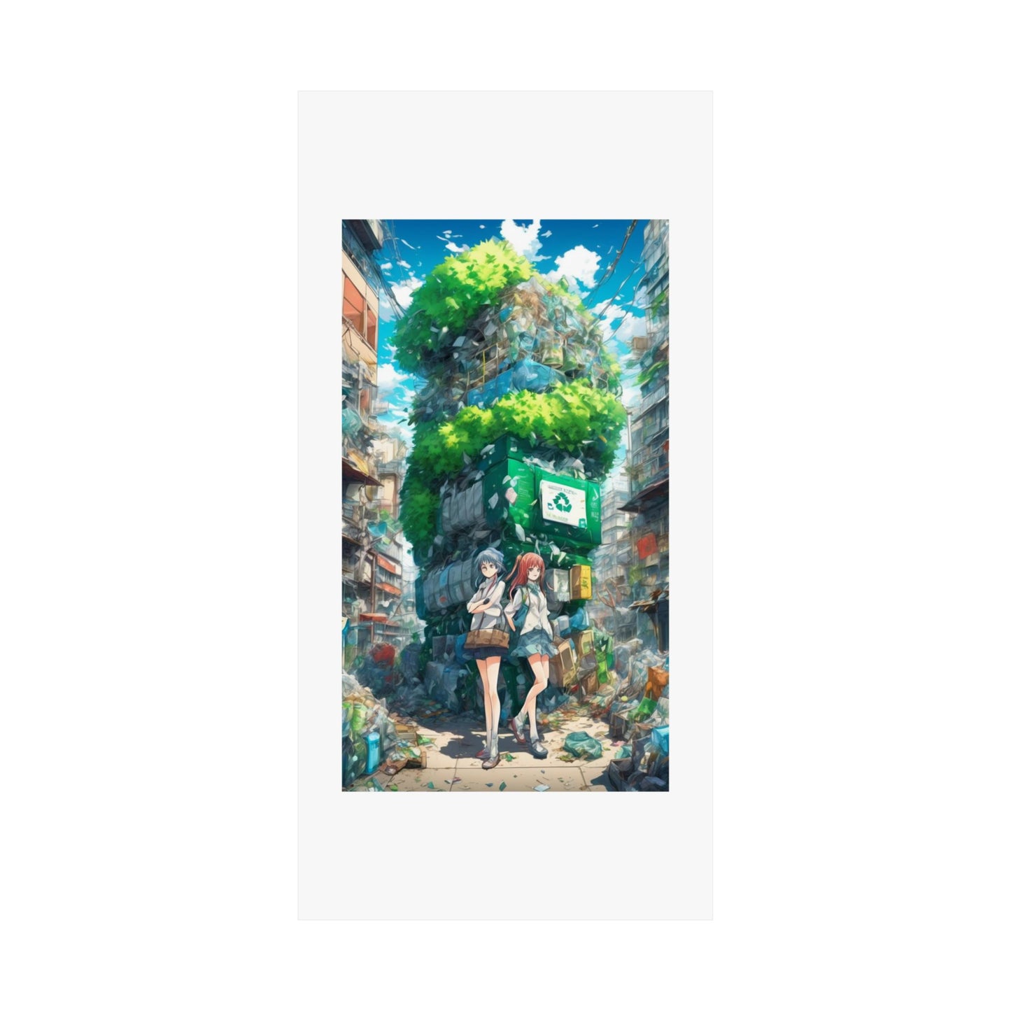 Urban Recycling Anime Friends Green City Wall Poster