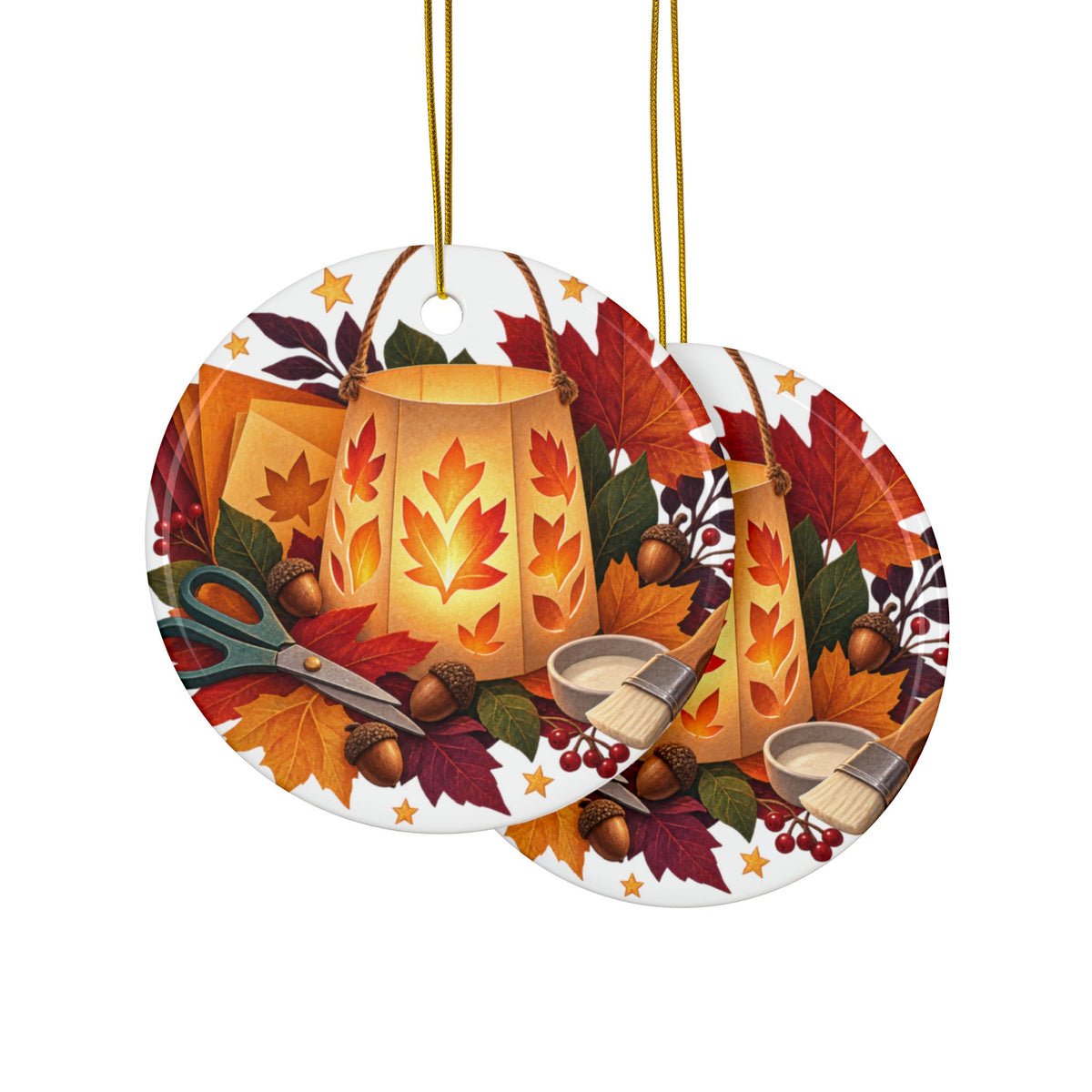 Autumn Lantern Making Workshop Round Ornament