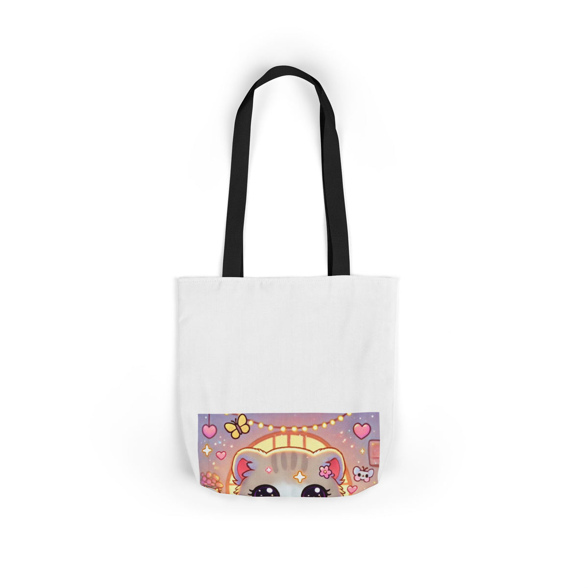 Cozy Kawaii Knitting Cat Pastel Yarn Canvas Tote Bag