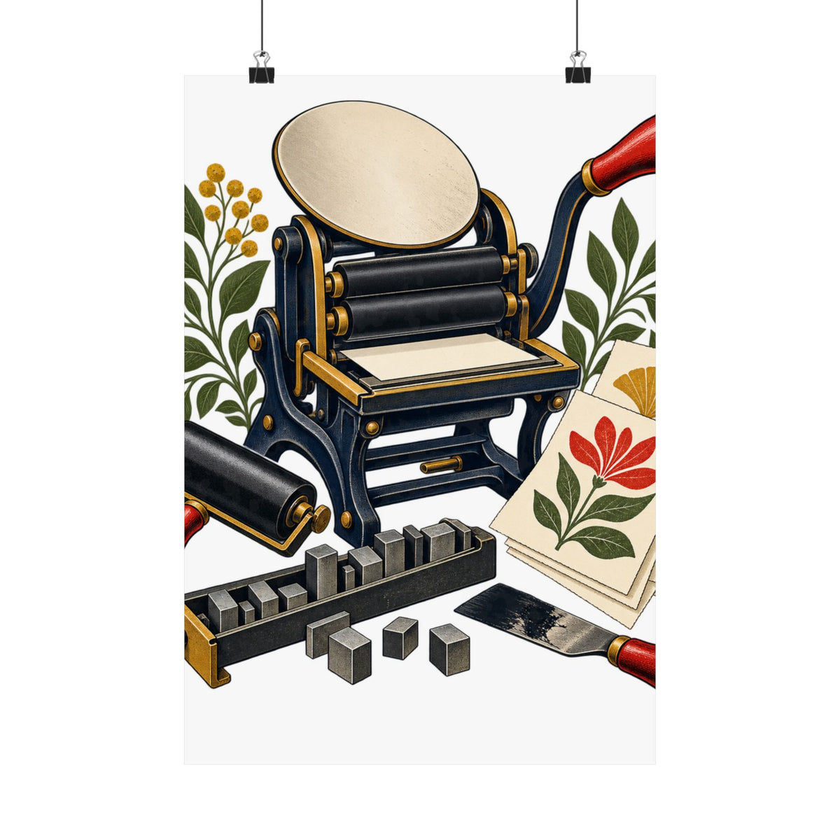 Botanical Letterpress Printshop Poster