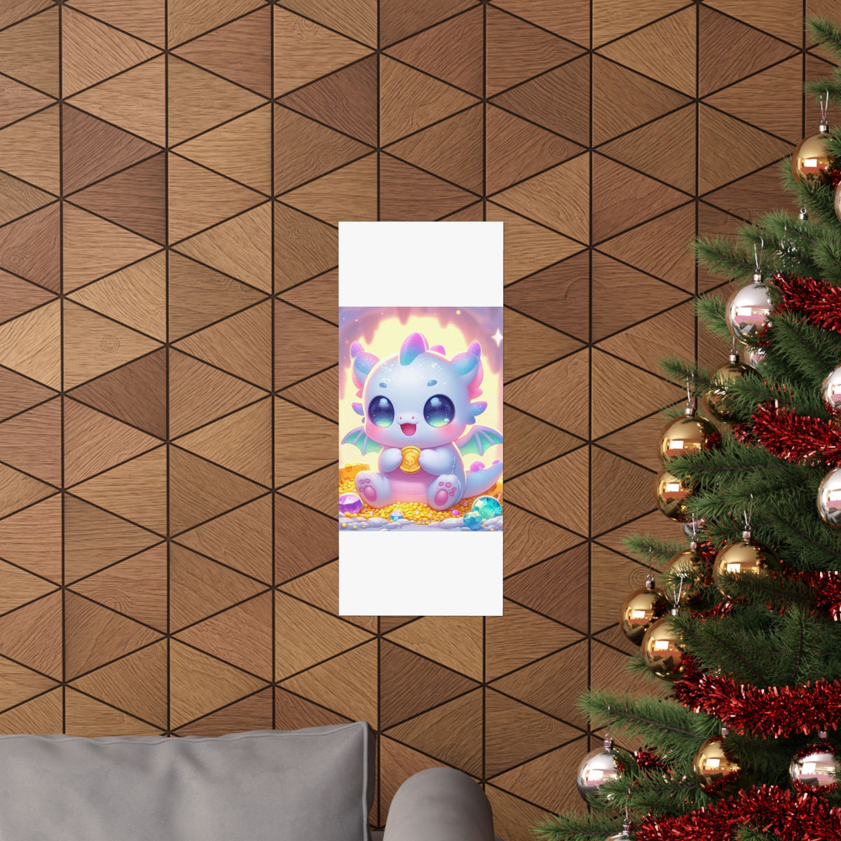 Pastel Treasure Dragon Kawaii Fantasy Wall Art Poster