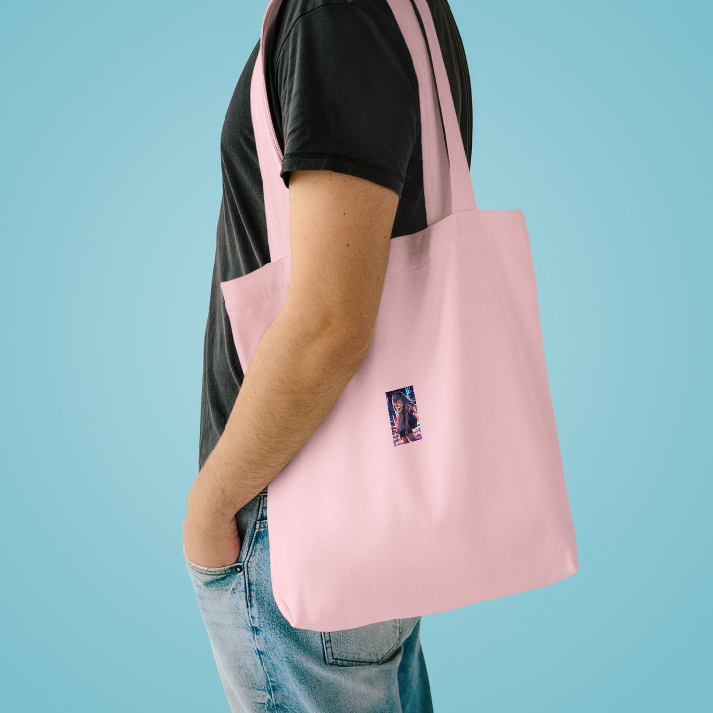 Anime City Night Heroine Portrait Neon Tote Bag