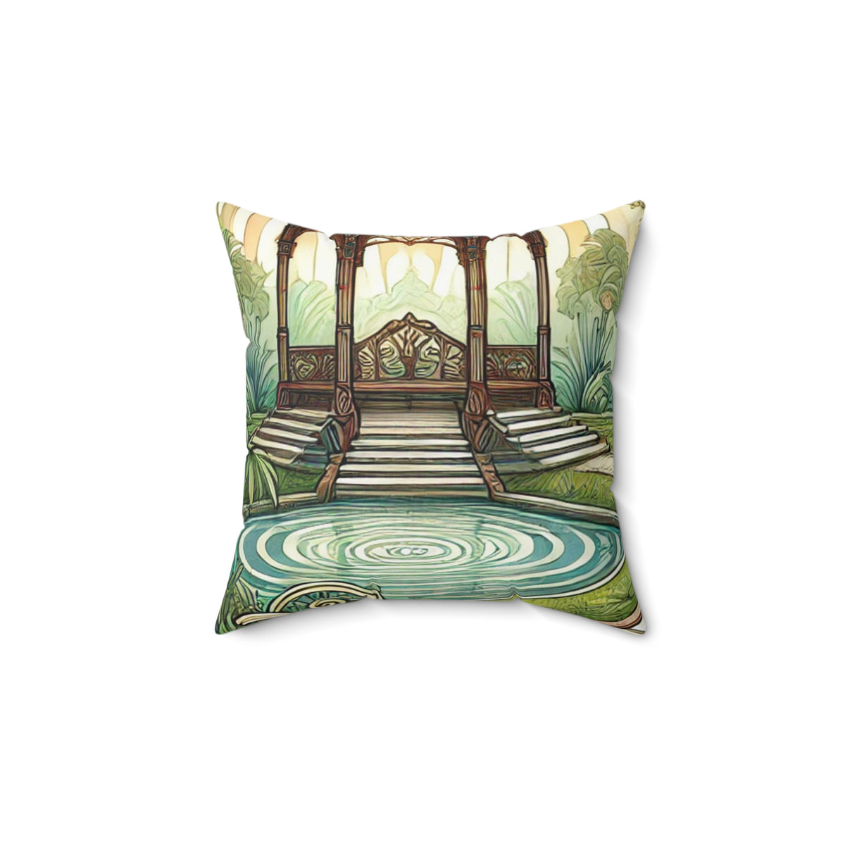 Botanical Gazebo Garden Art Nouveau Decorative Pillow