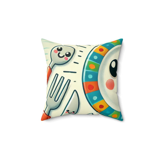Happy Kitchen Tableware Kawaii Decorative Pillow