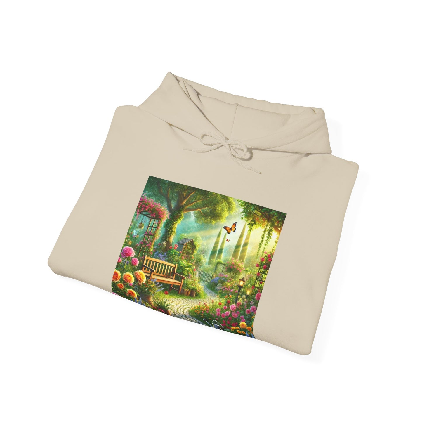 Sunlit Spring Flower Garden Bench Hoodie