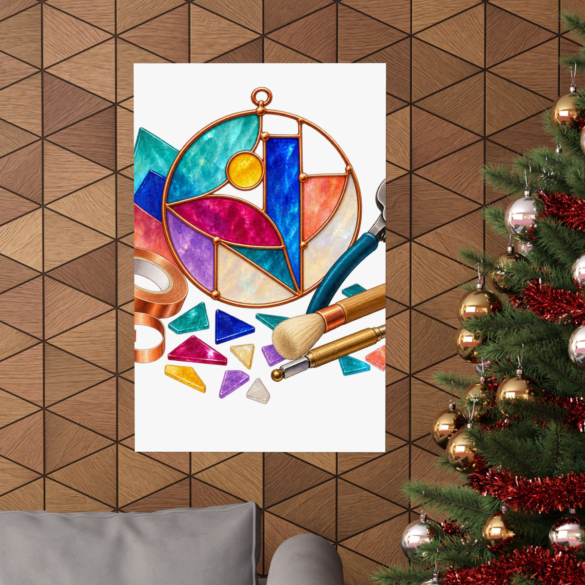 Abstract Stained Glass Suncatcher Workshop Poster
