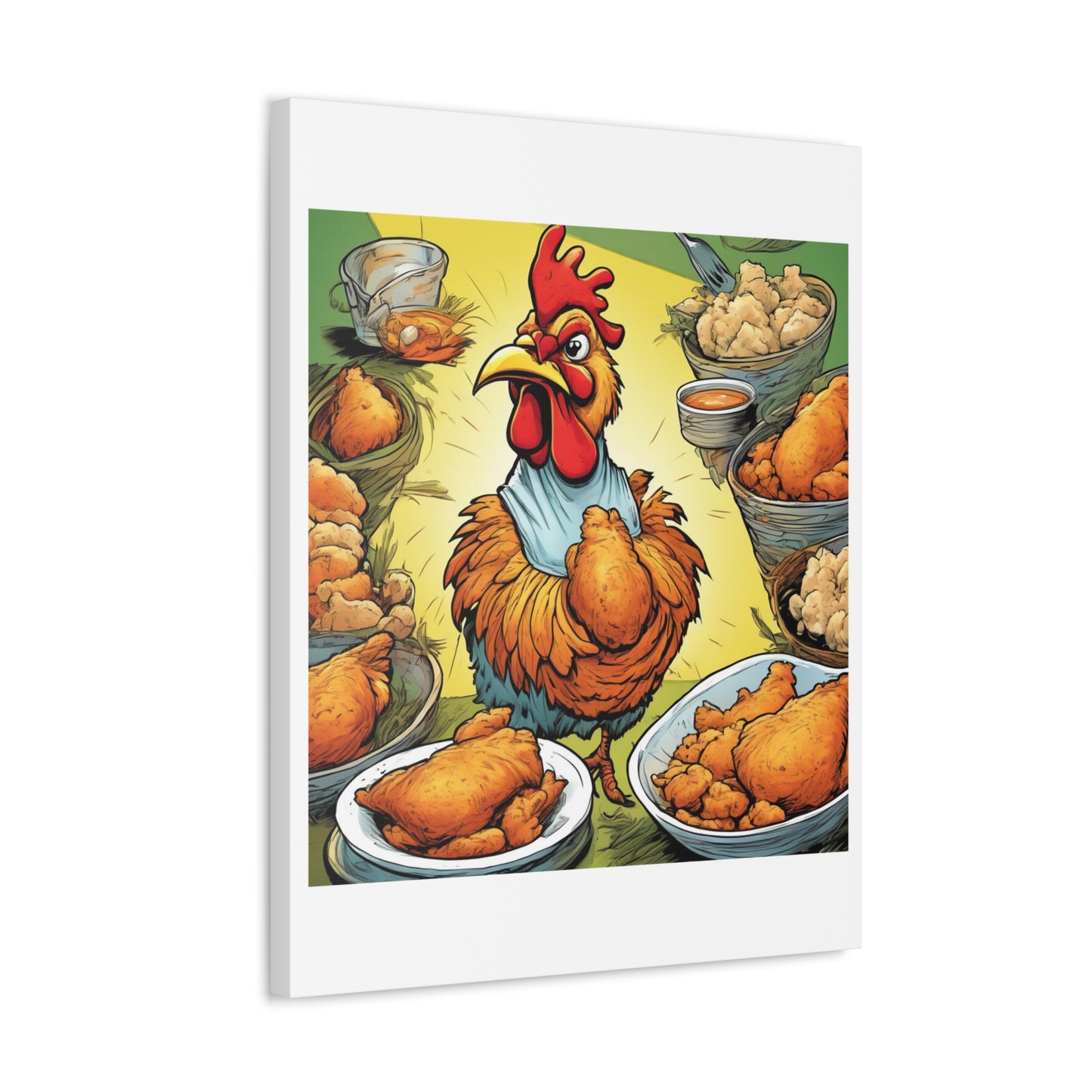 Funny Chicken Fried Food Comfort Food Art Canvas