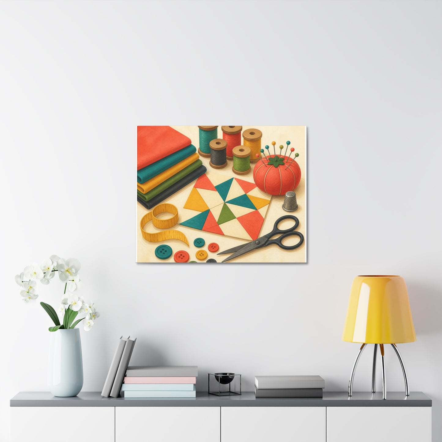 Colorful Sewing and Quilting Hobby Canvas Art