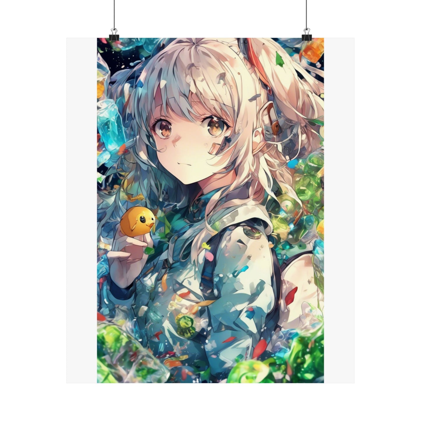 Crystal Bottle Anime Portrait Colorful Wall Poster