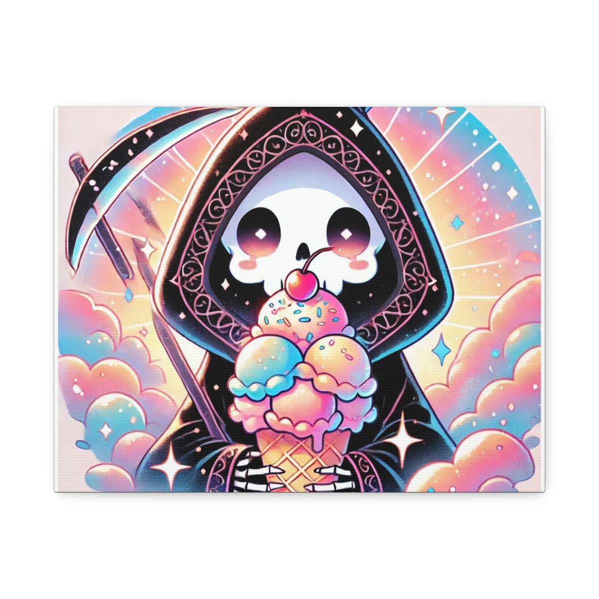 Pastel Grim Reaper Ice Cream Cute Gothic Canvas Art