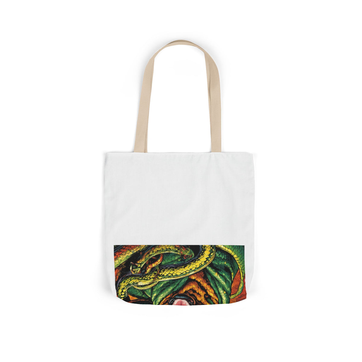 Surreal Serpent Hound Dark Fantasy Canvas Tote Bag