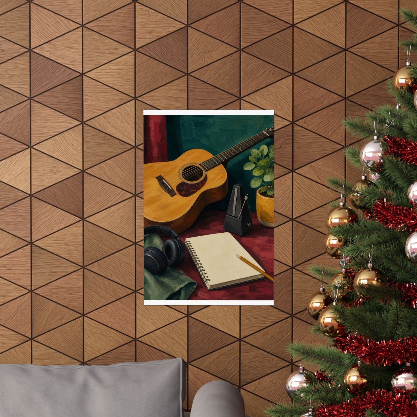 Cozy Acoustic Music Practice Art Poster