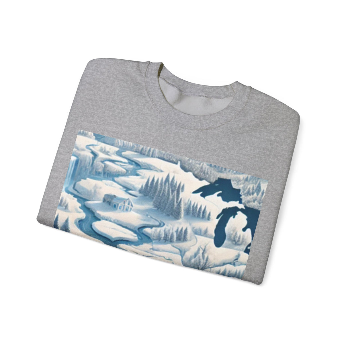 Winter USA Dreamscape Snowy Map Crew Sweatshirt Travel Gift