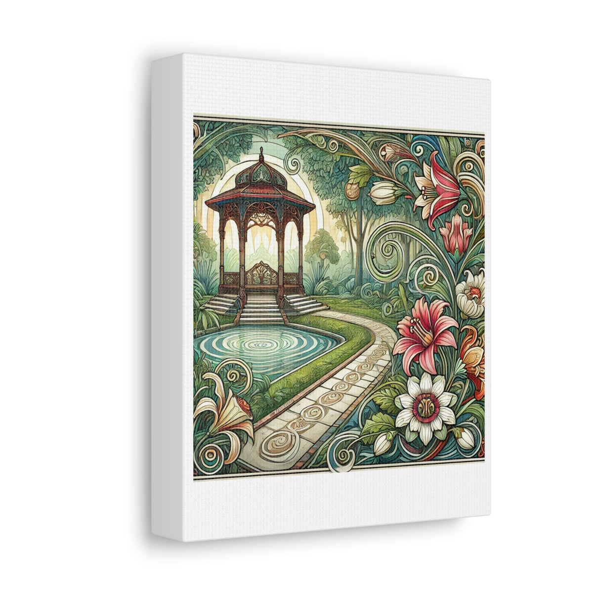 Botanical Gazebo Garden Art Nouveau Canvas Wall Art