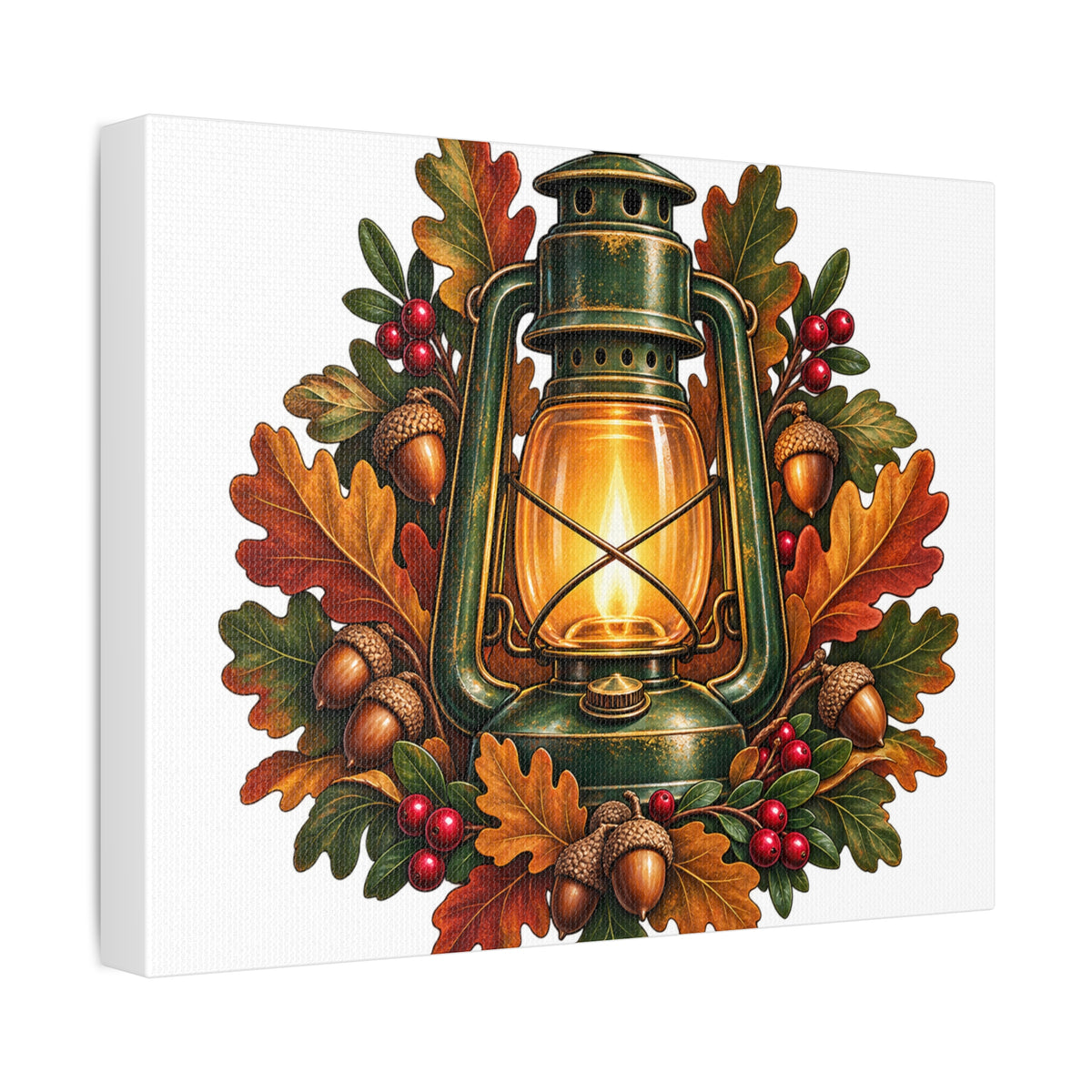Autumn Oak Lantern and Acorns Canvas