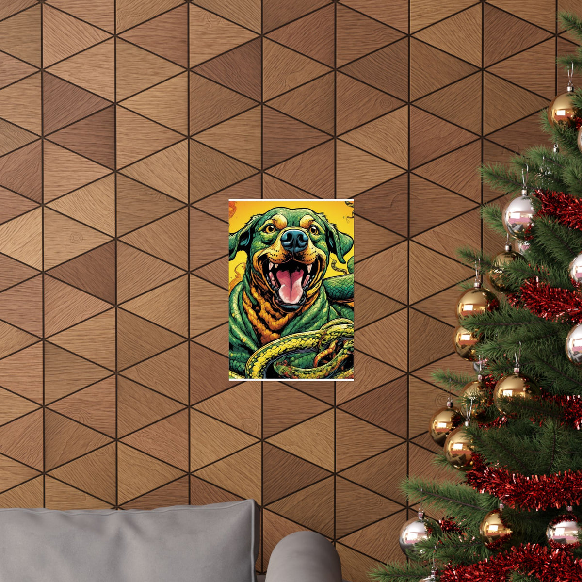 Surreal Serpent Hound Dark Fantasy Wall Art Poster