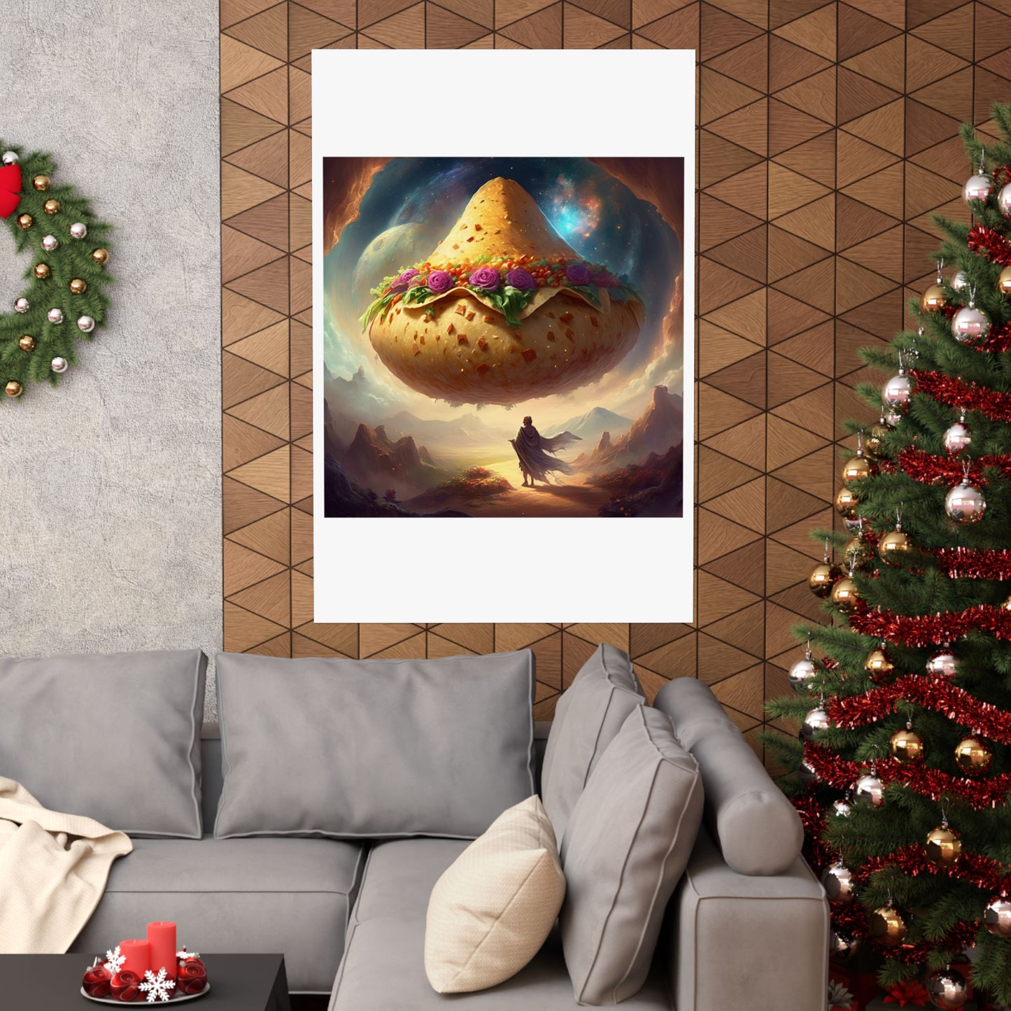 Cosmic Taco Planetoid Surreal Food Fantasy Art Poster