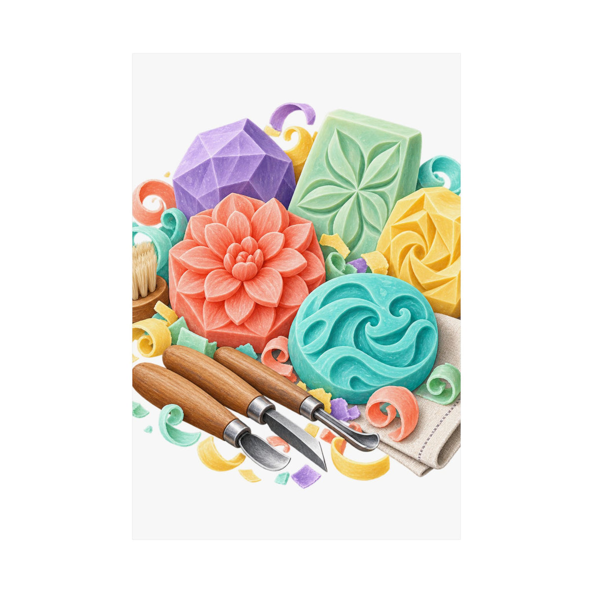 Colorful Soap Carving Workshop Poster