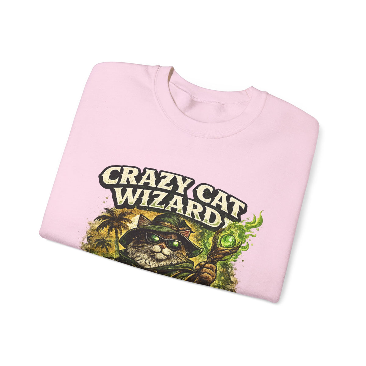 Crazy Cat Wizard Funny Fantasy Art Sweatshirt