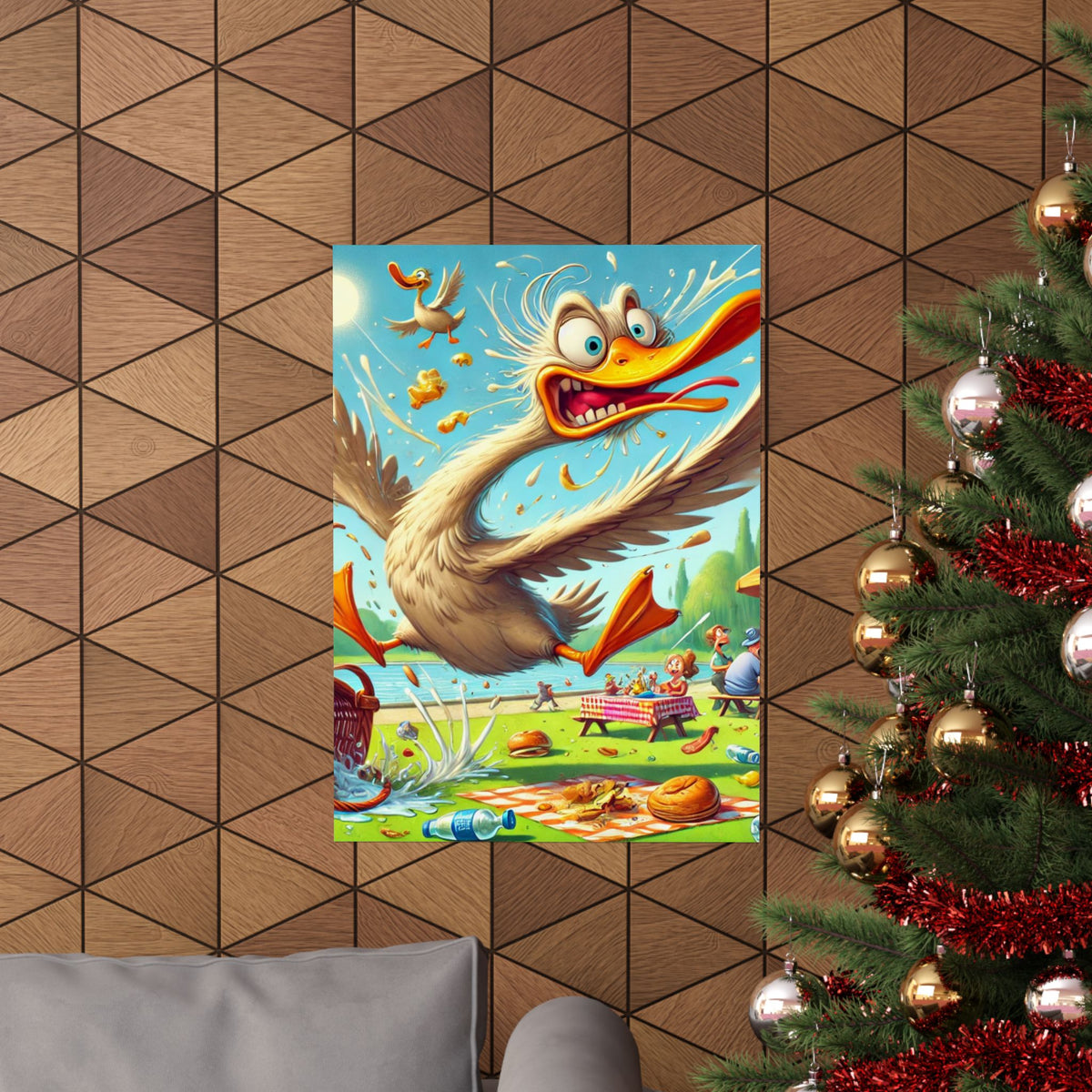 Chaotic Picnic Duck Funny Summer Wall Art Poster