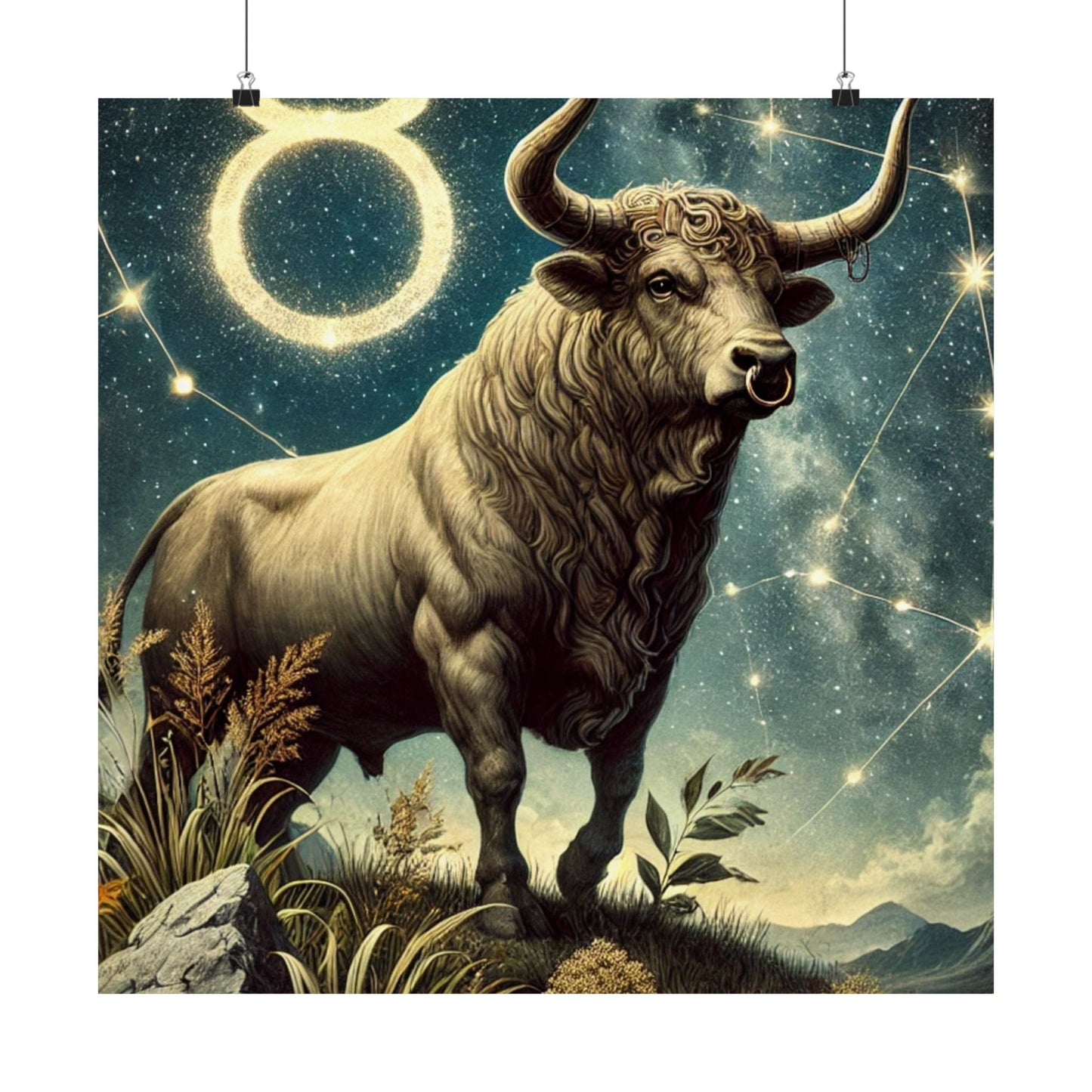 Taurus Bull Constellation Celestial Wall Art Poster