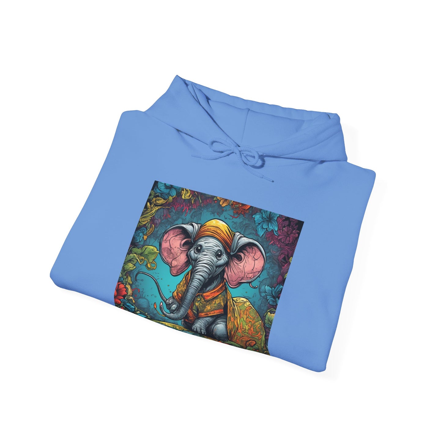 Colorful Storybook Elephant Floral Garden Art Hoodie