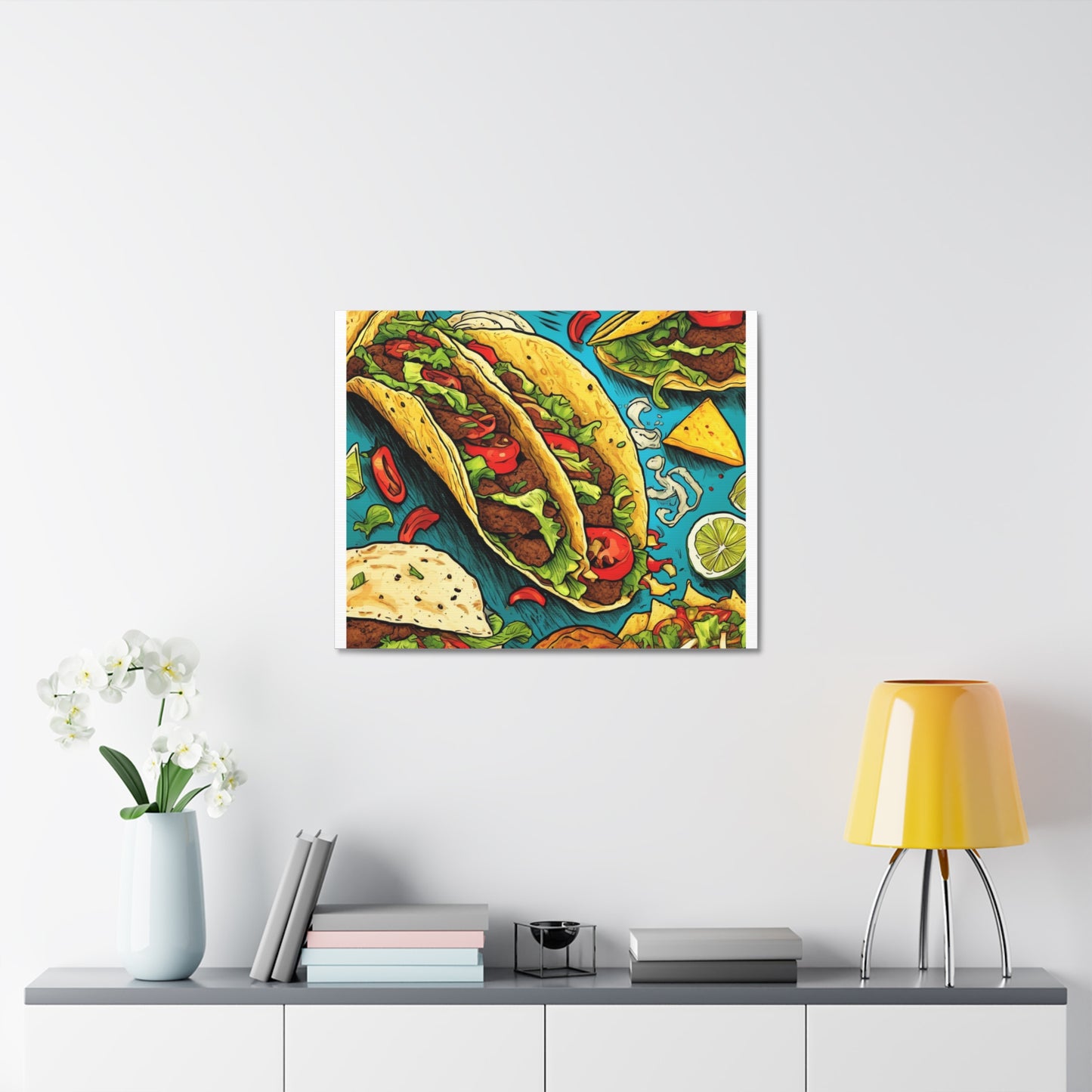 Taco Party Pattern Foodie Gift Art Canvas