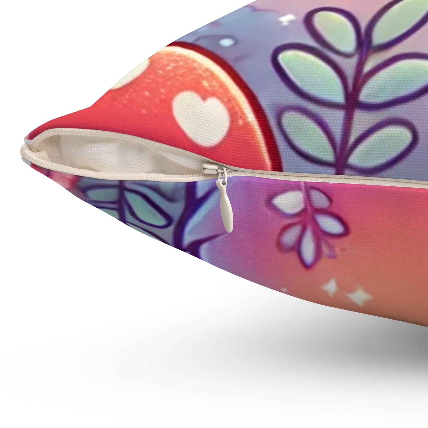 Pastel Woodland Fox Mushroom Kawaii Decorative Pillow