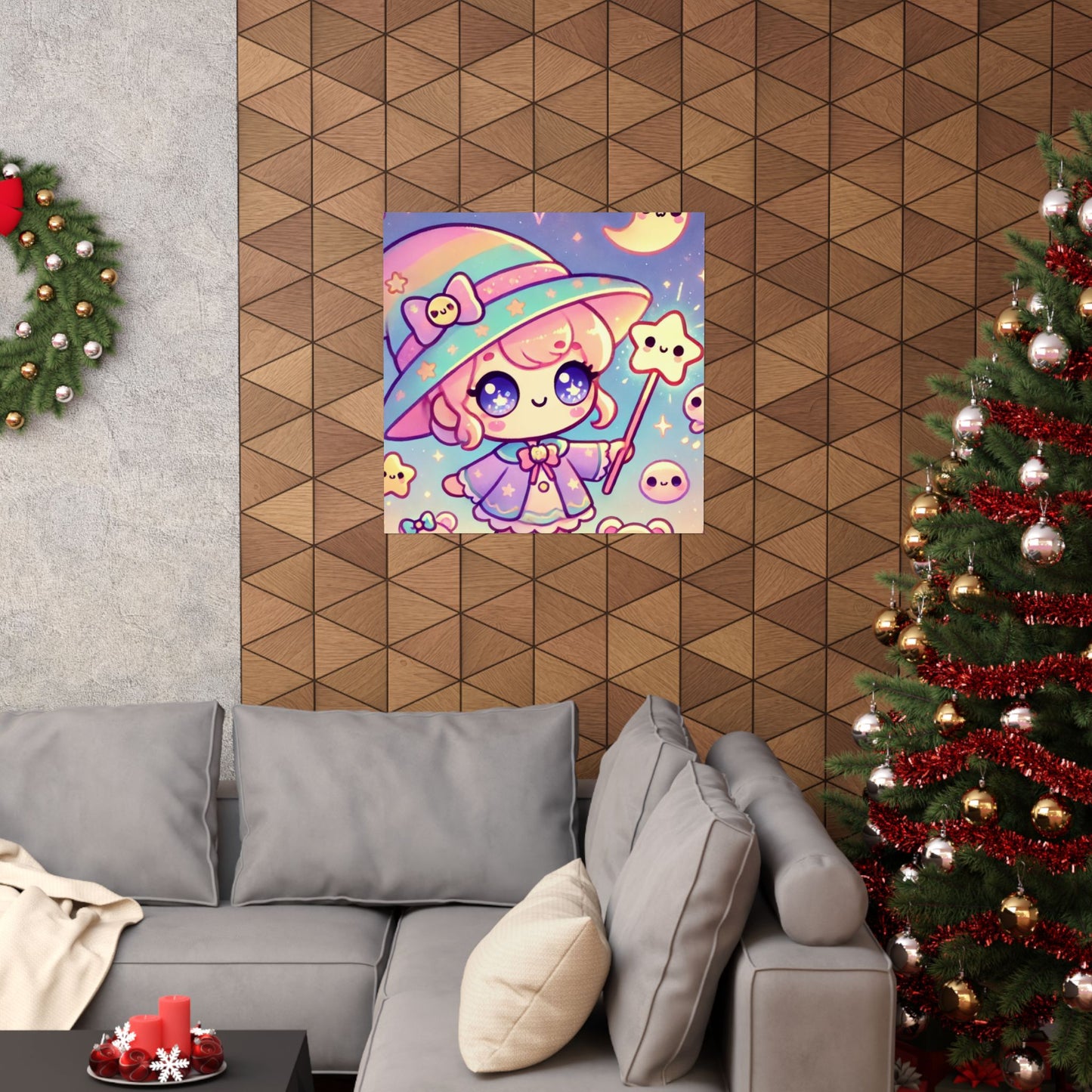 Kawaii Moon Wand Pastel Fantasy Wall Art Poster