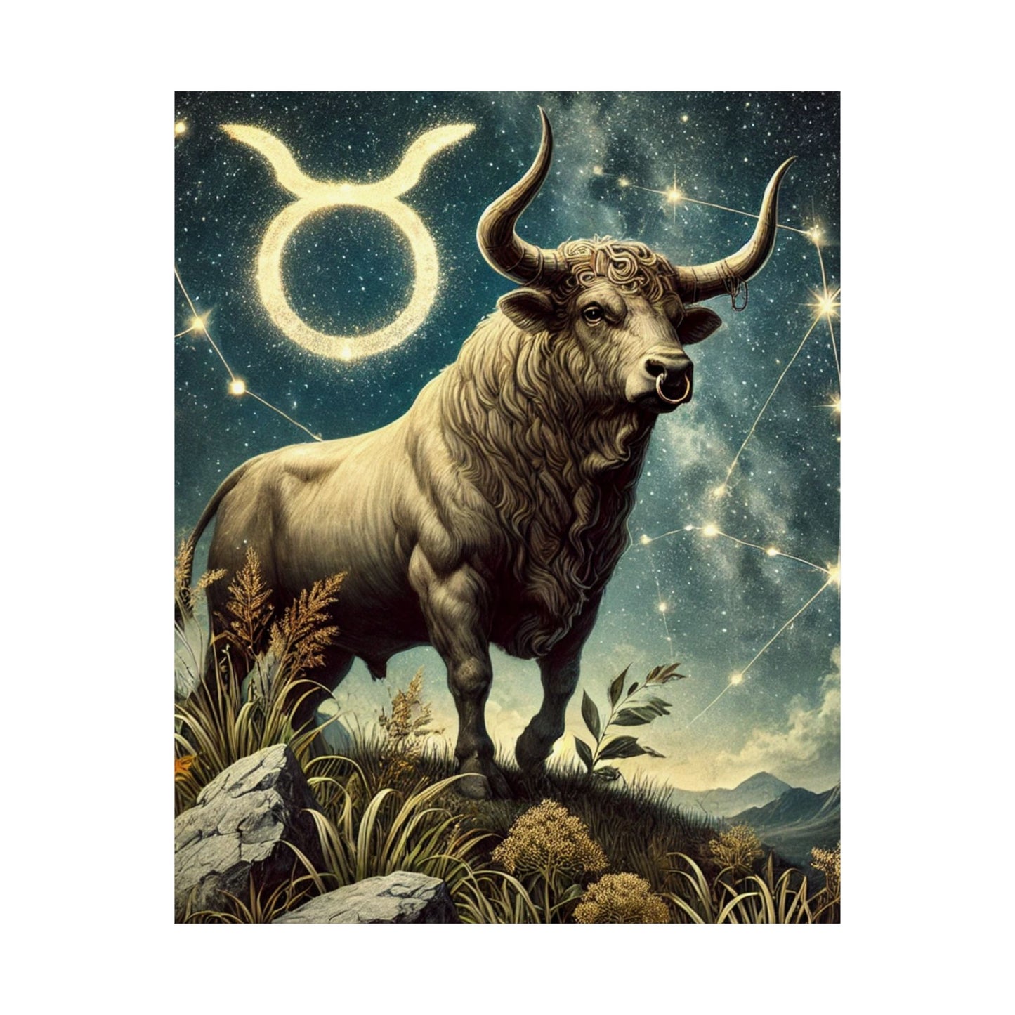 Taurus Bull Constellation Celestial Wall Art Poster