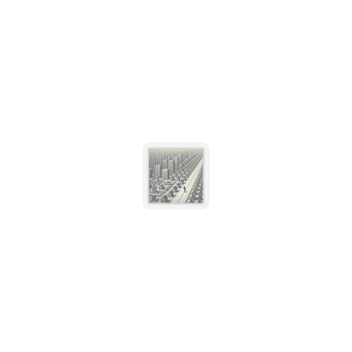 Monochrome Urban Factory Cityscape Sticker for Laptop Gear Gift