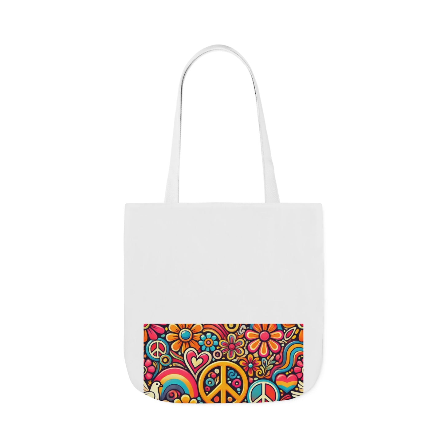 Colorful Peace Floral Pattern Canvas Tote Bag