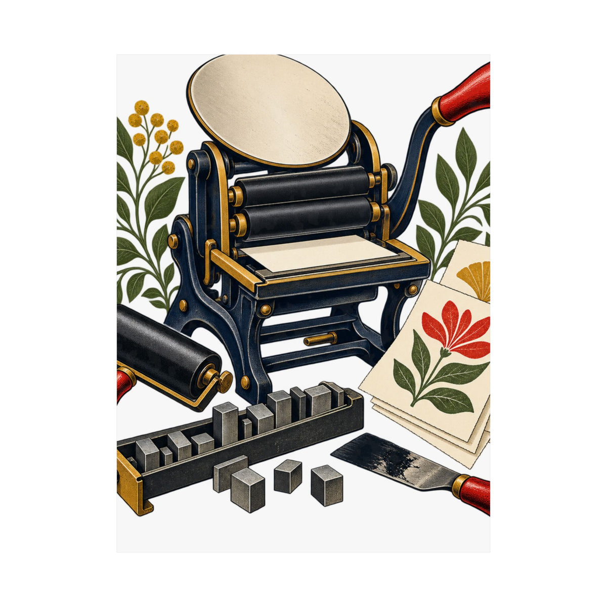 Botanical Letterpress Printshop Poster