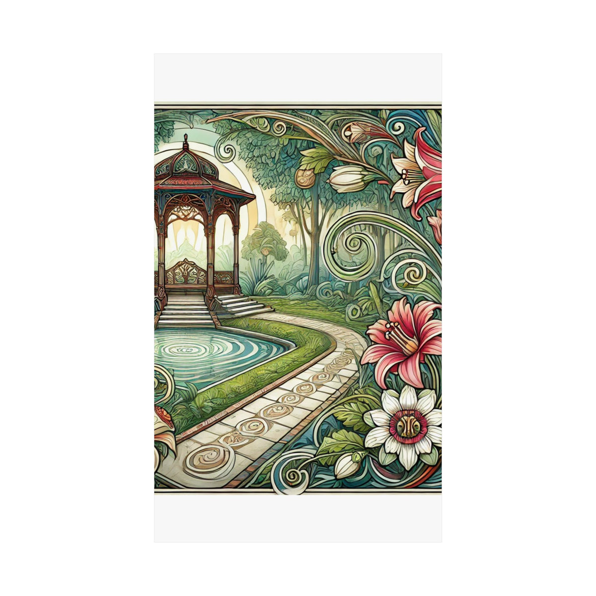 Botanical Gazebo Garden Art Nouveau Wall Art Poster