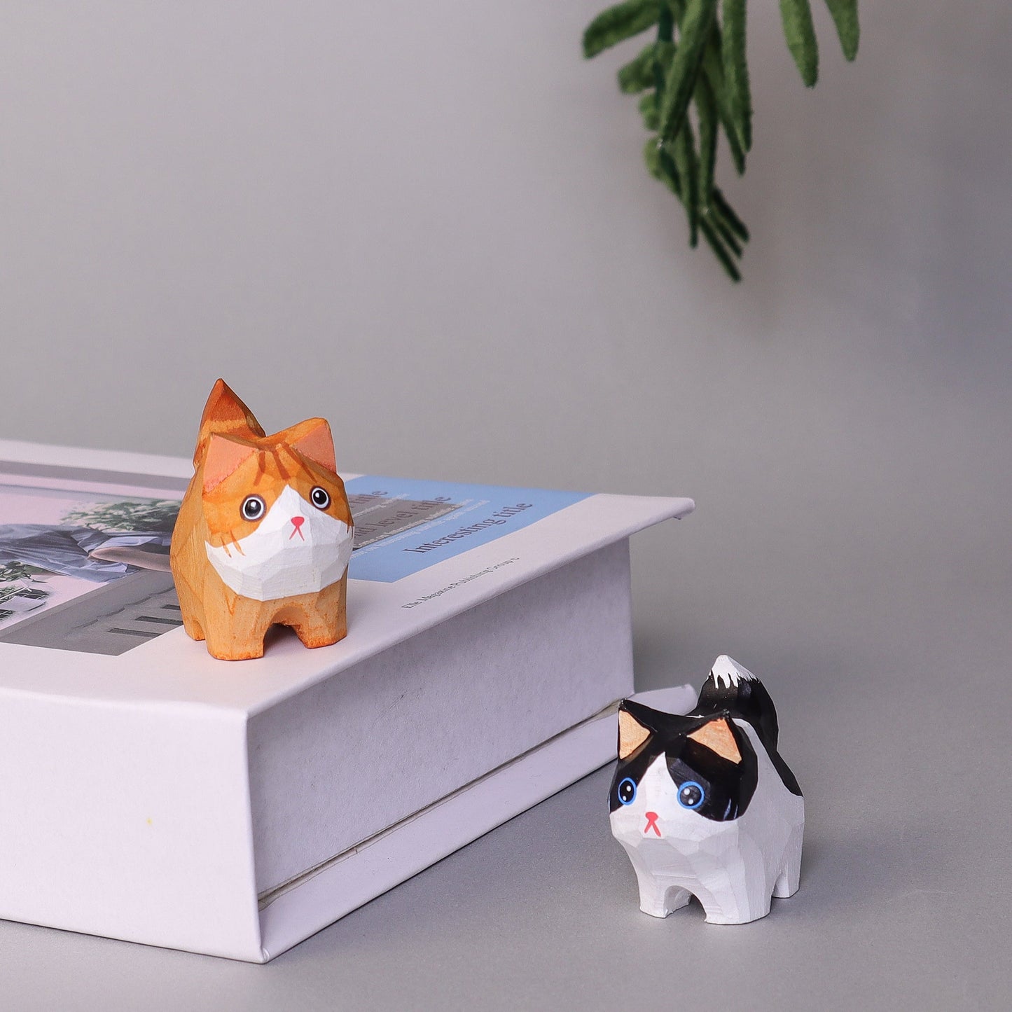 Hand-Carved Cat Painting Kit – Paint Two Cats, Create a Keychain