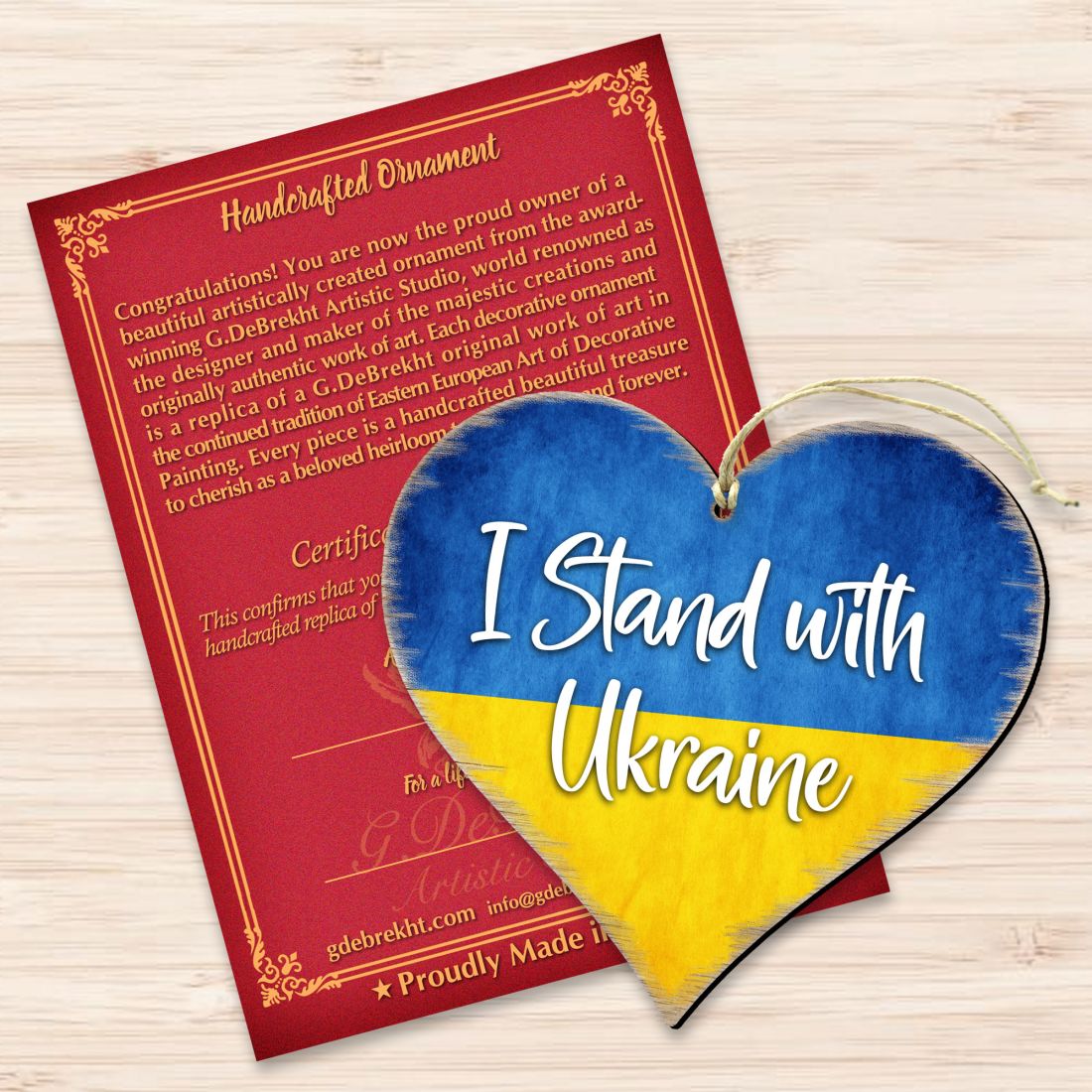 Solidarity with Ukraine Wooden Ornaments Set of 6 - International Decor - 8187120-S3